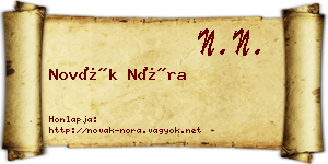 Novák Nóra névjegykártya
